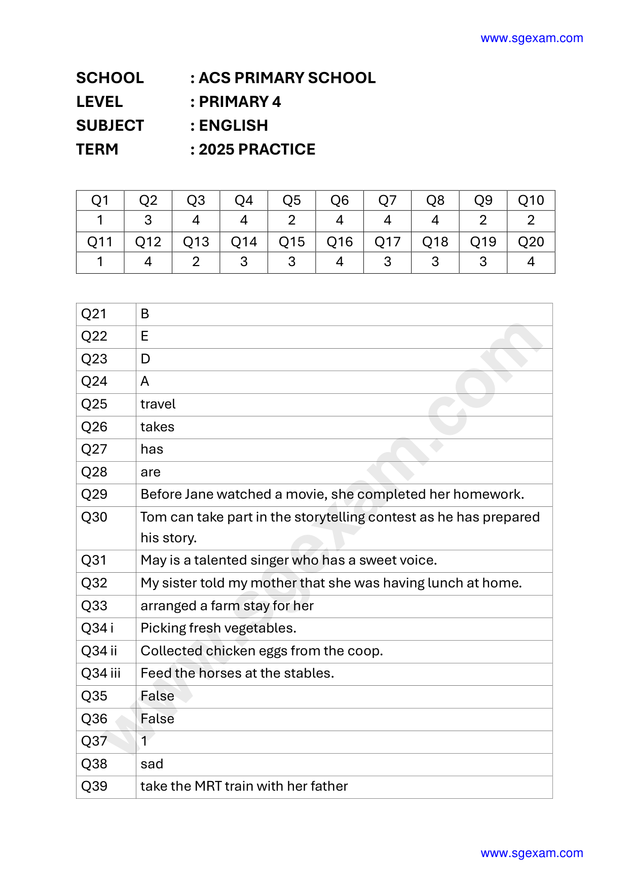 Answer Page 20