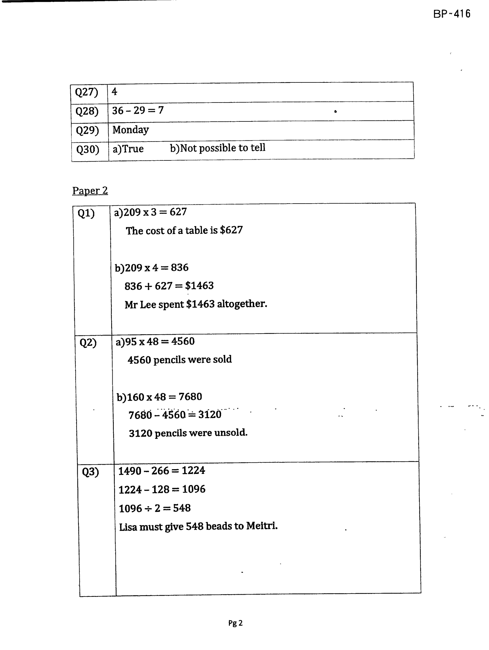 Answer Page 30