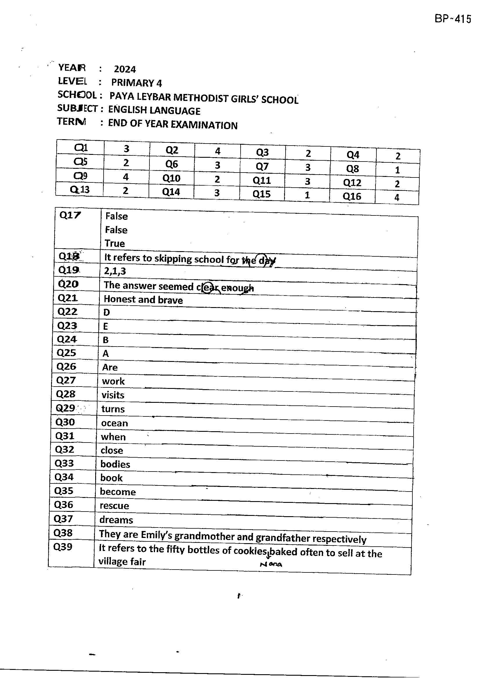 Answer Page 17