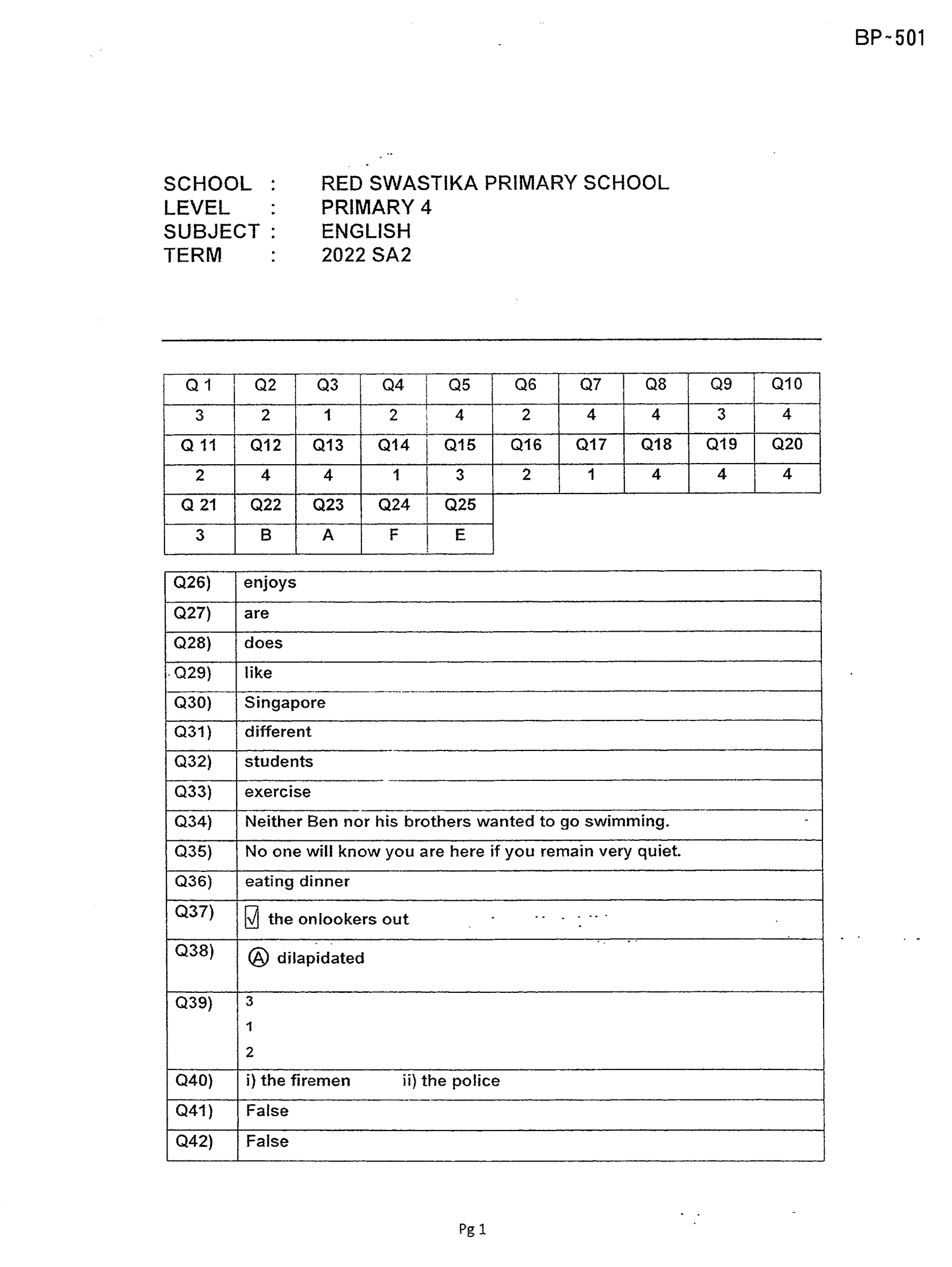 Answer Page 19