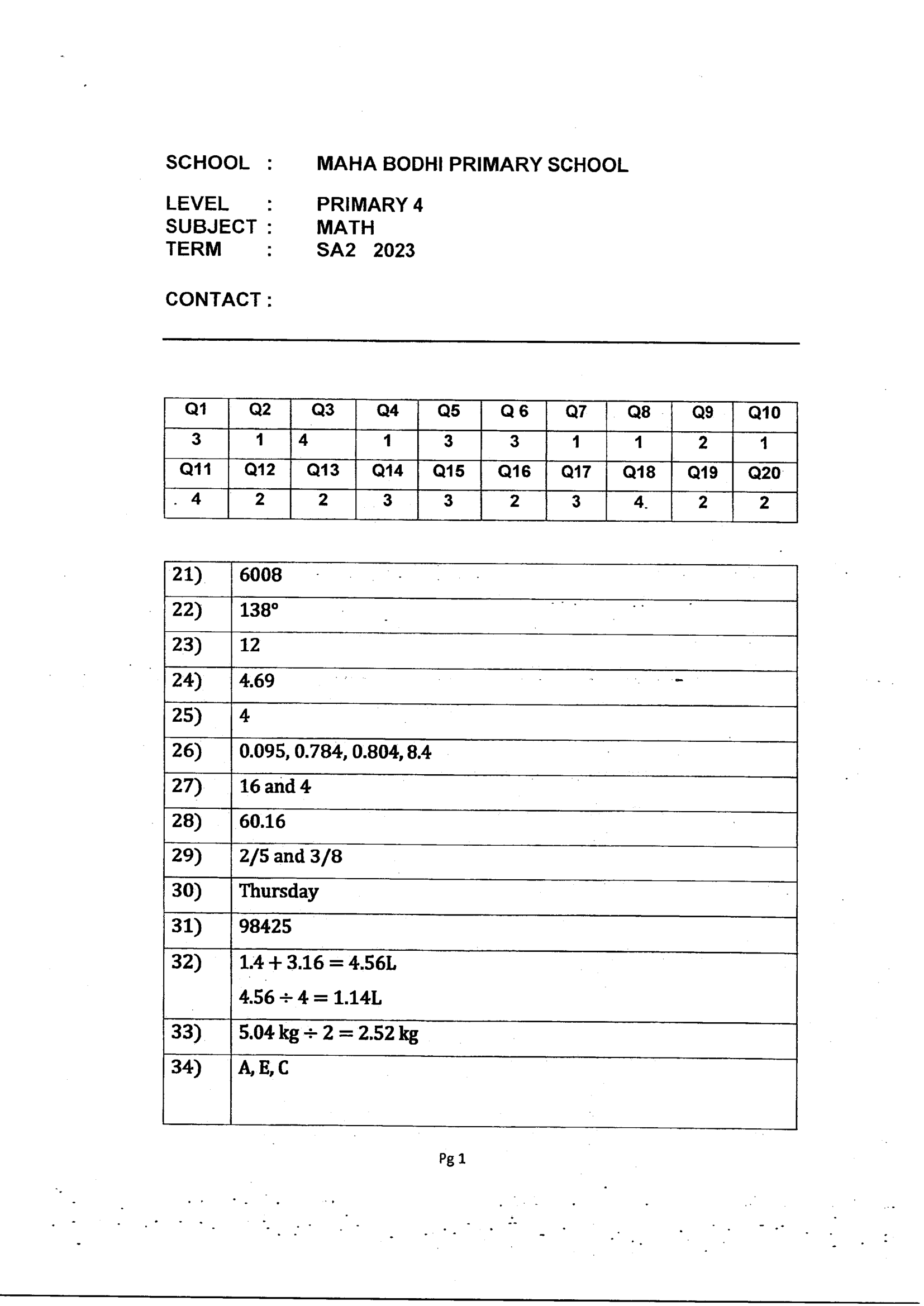Answer Page 29