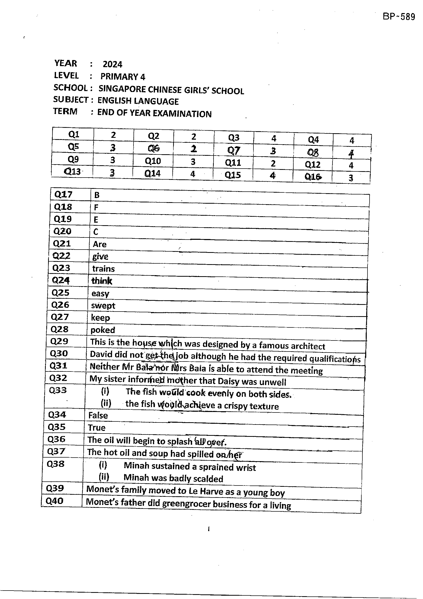 Answer Page 19