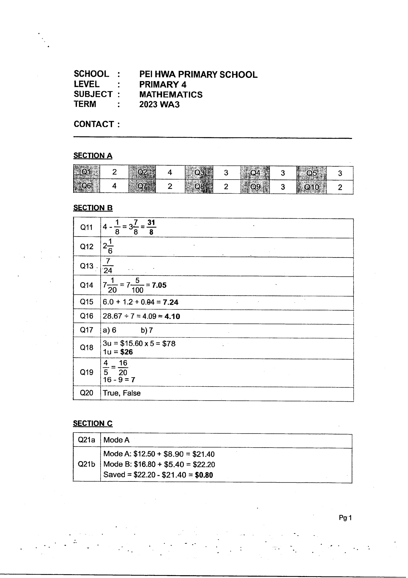 Answer Page 13