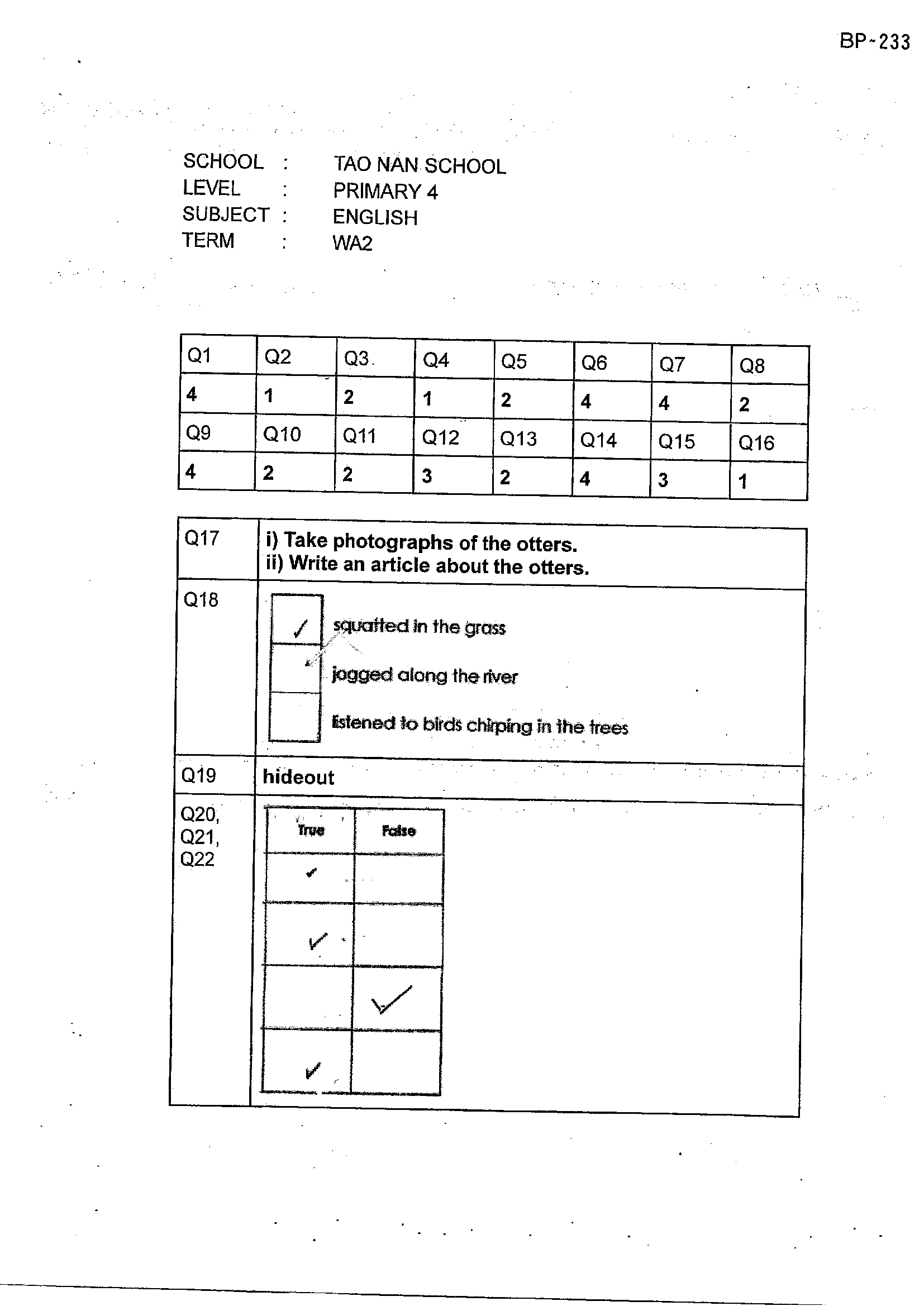 Answer Page 19