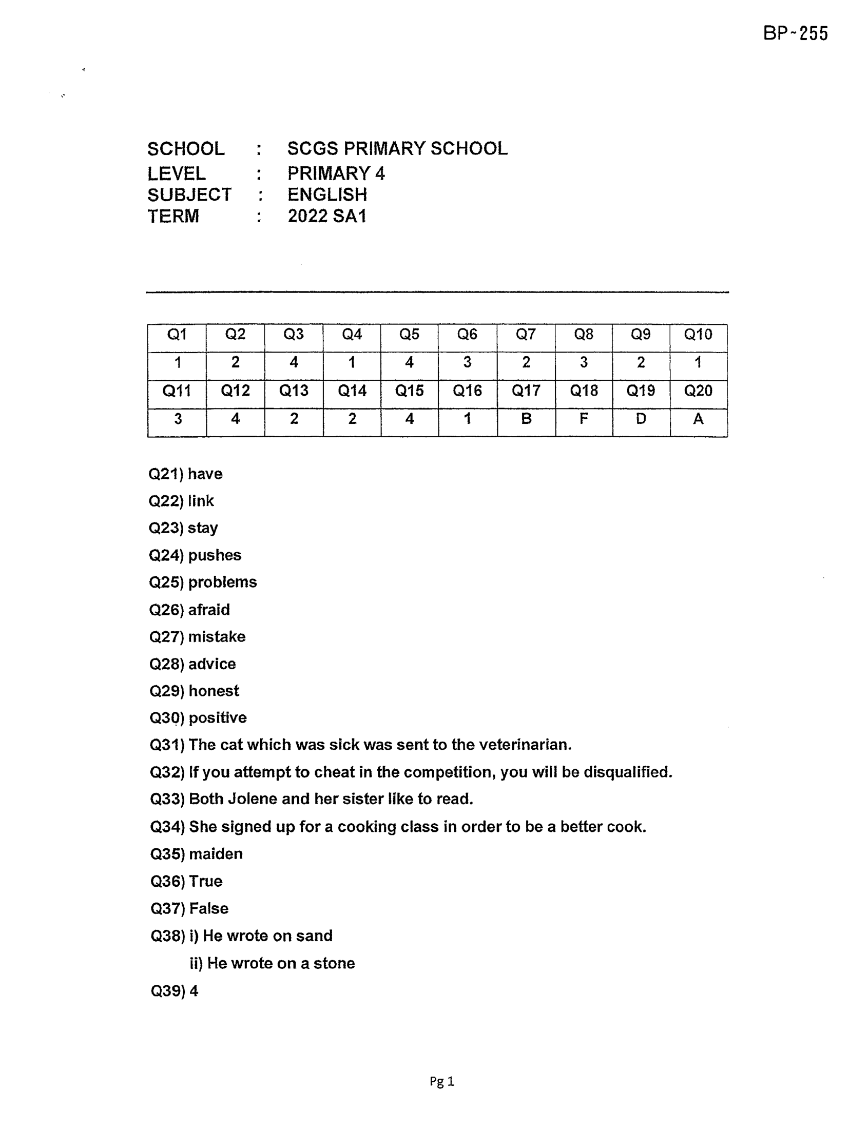Answer Page 19