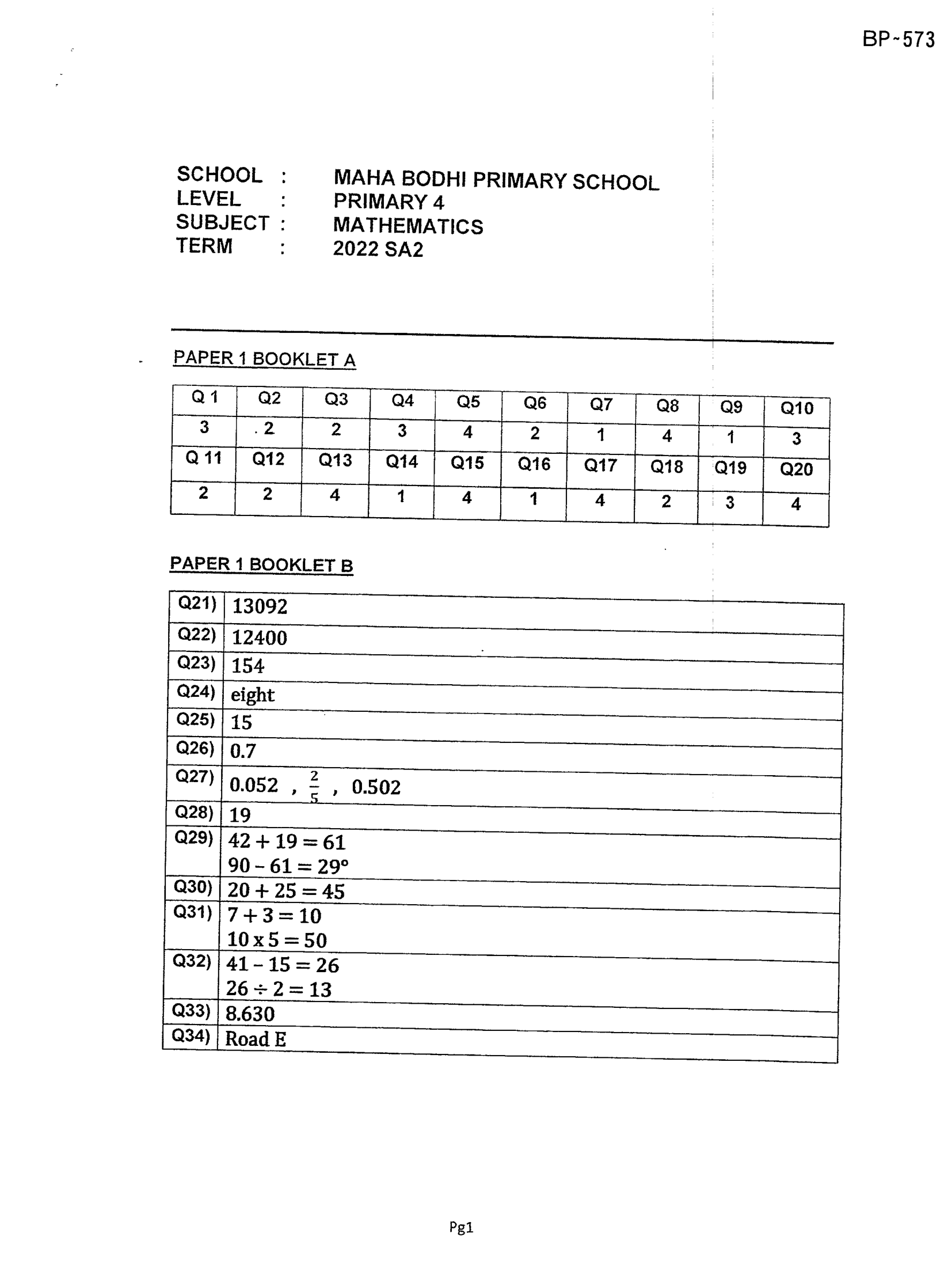 Answer Page 29